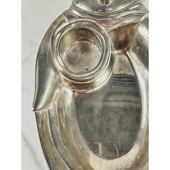 Christmas Towle Serving Tray Candy Dish Silverplated Penguin Shaped 12" Holidays - Picture 3 of 15
